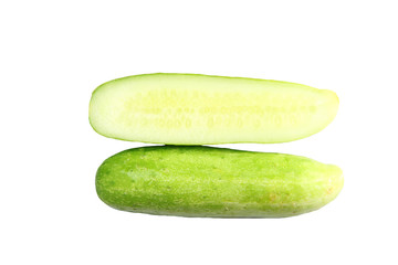 fresh cucumber to slices of isolated.