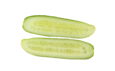 fresh cucumber to slices of isolated.