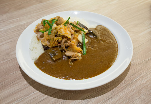 Stir fried pork curry with Kimchi