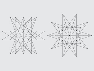 Polyhedron drawing, vector illustration