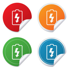 Fototapeta premium Battery charging sign icon. Lightning symbol.