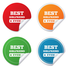 Best girlfriend ever sign icon. Award symbol.