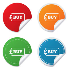 Buy sign icon. Online buying Pound button.