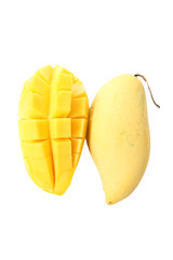 Fresh ripe mango to slice of isolated.