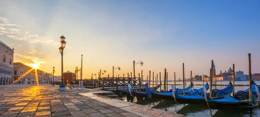 Fotobehang View of Venice with gondolas at sunrise © Frédéric Prochasson