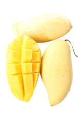 Fresh ripe mango to slice of isolated.