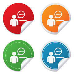 BYOD sign icon. Bring your own device symbol.