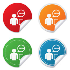 BYOD sign icon. Bring your own device symbol.