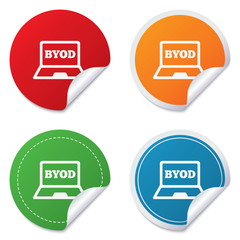 BYOD sign icon. Bring your own device symbol.