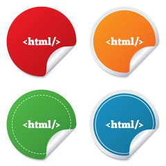 HTML sign icon. Markup language symbol.