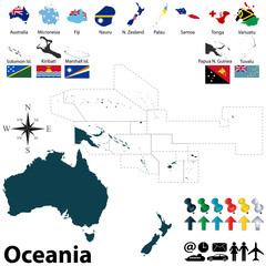 Political map of Oceania - obrazy, fototapety, plakaty