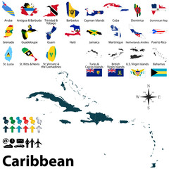 Political map of Caribbean