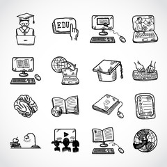 Online education icon sketch