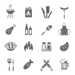 Bbq grill icons set