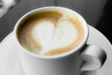 Coffee hot latte in white cup