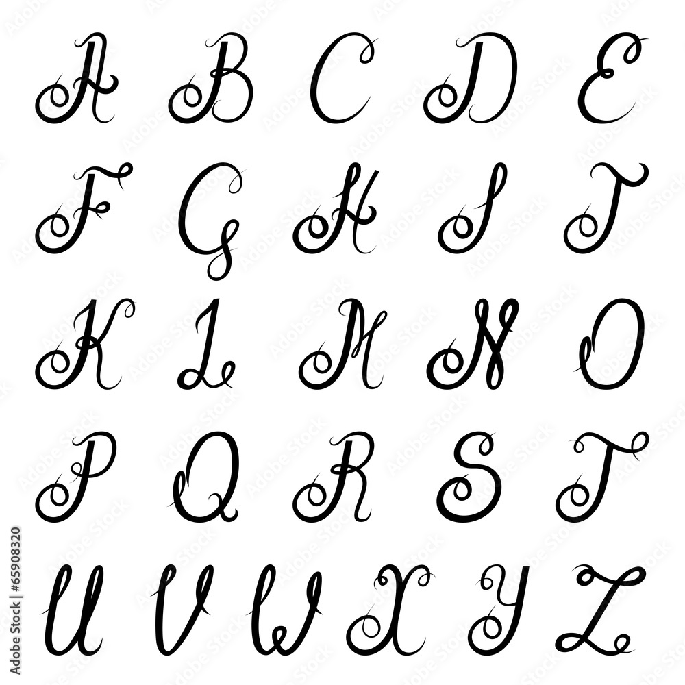 Sticker Calligraphy alphabet black