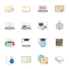 Online Education Icon Flat