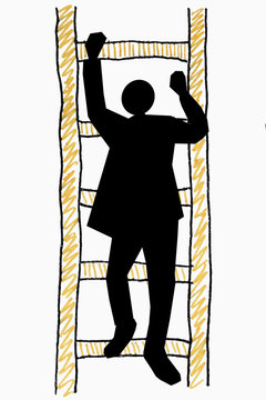 Man on a Ladder, success ladder concept