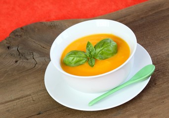 Pumpkin soup, sweet basil