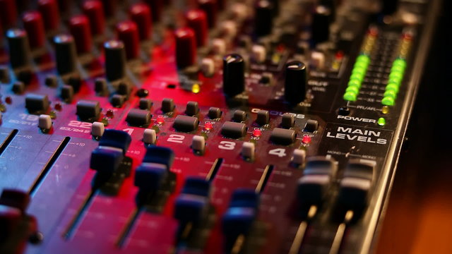 Mixing board on a concert (fast motion)