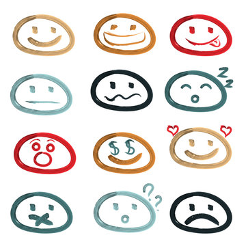 Vector icons of smiley faces.