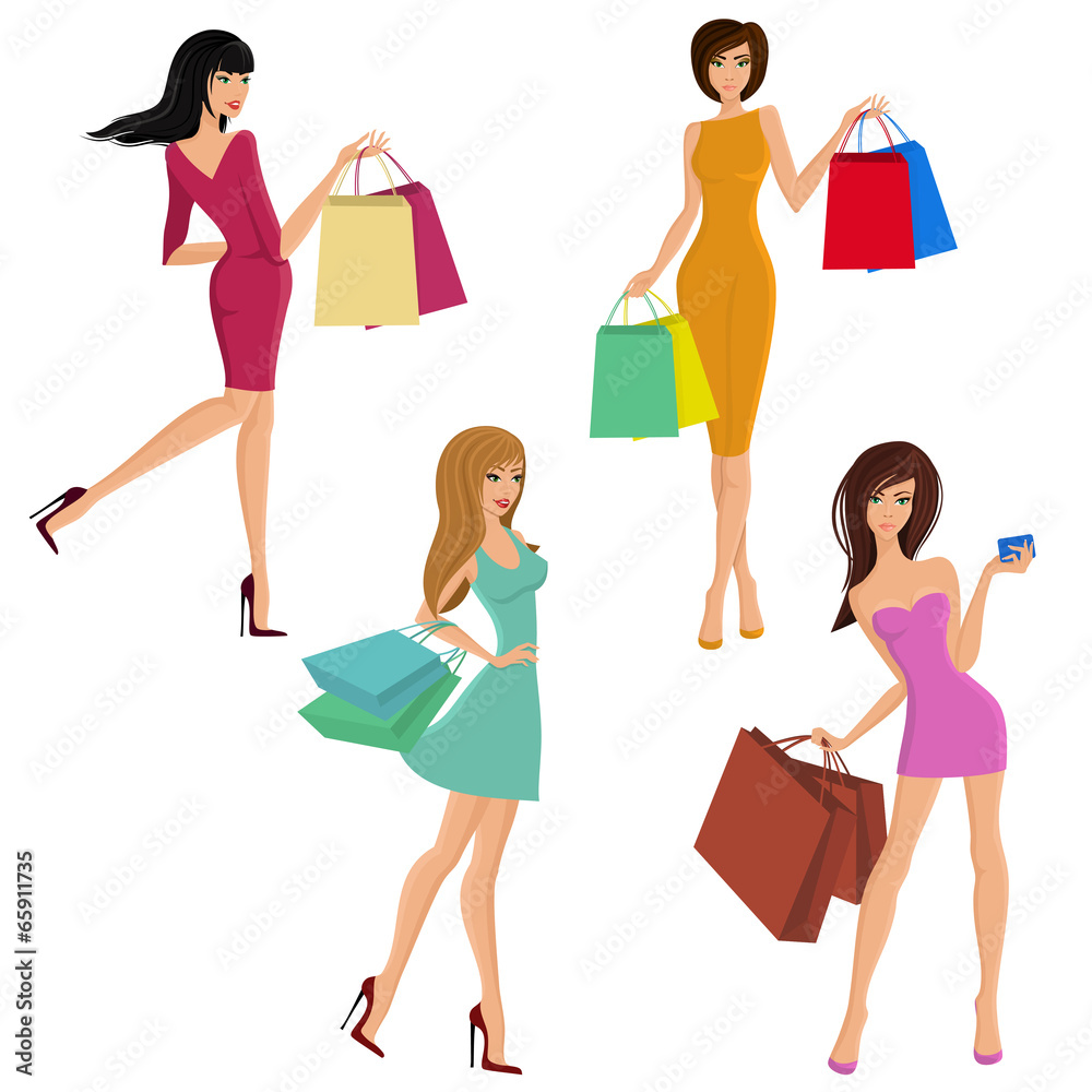 Canvas Prints shopping girl figures