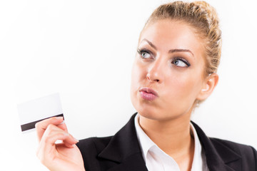 Businesswoman with master card