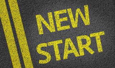 New Start written on the road