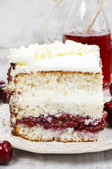 Cherry and coconut layer cake