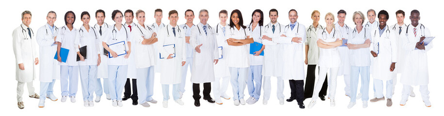 Fototapeta premium Confident Doctors Against White Background
