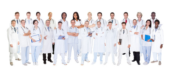 Confident Doctors Against White Background