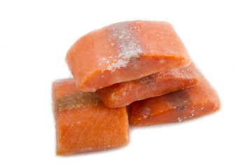 Frozen salmon steaks