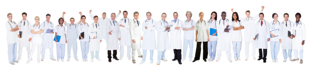 Confident Doctors Against White Background