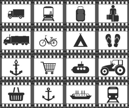 Symboles dans 16 pellicules de film
