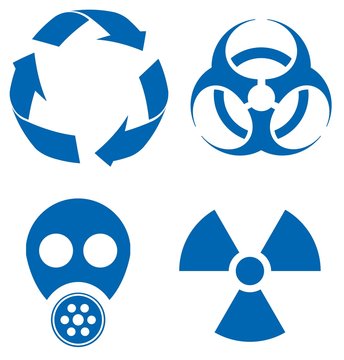 Symboles danger et recyclage en 4 icônes