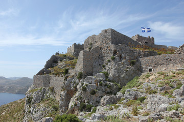 Fototapeta na wymiar Festungsruine Kastro auf der Insel Leros