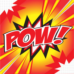 POW! wording comic speech bubble in pop art style