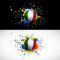 Italy flag with soccer ball dash on colorful background, vector