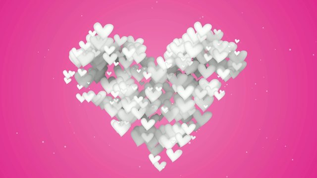 White Love Shape Particles pink background