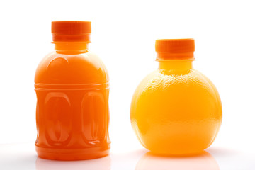 Orange Juice Bottles on White background