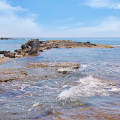 scenic sea shore and blue sky