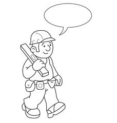 Monochrome outline cartoon builder