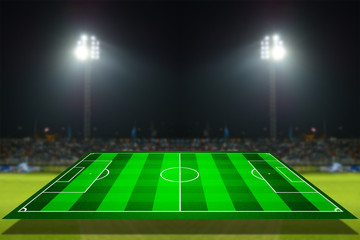 Fototapeta na wymiar simulation of football field with stadium background