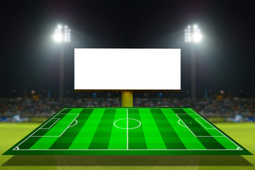 Fototapeta na wymiar football field and scoreboard with stadium background