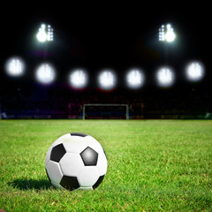 Fototapeta na wymiar football on the grass field with stadium light