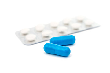 Tablets in packing isolated on white background