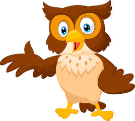 Naklejka premium Cute owl cartoon waving