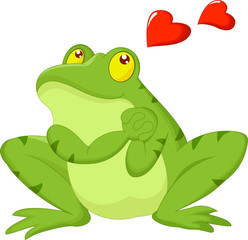 Naklejka premium Frog cartoon in love
