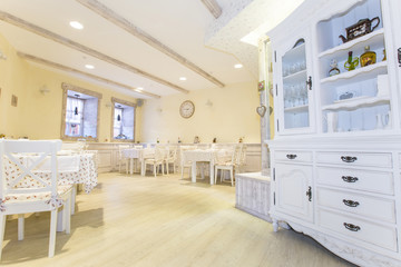 Interior of a small restaurant