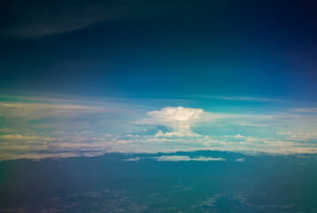Cloud and blue sky from plane